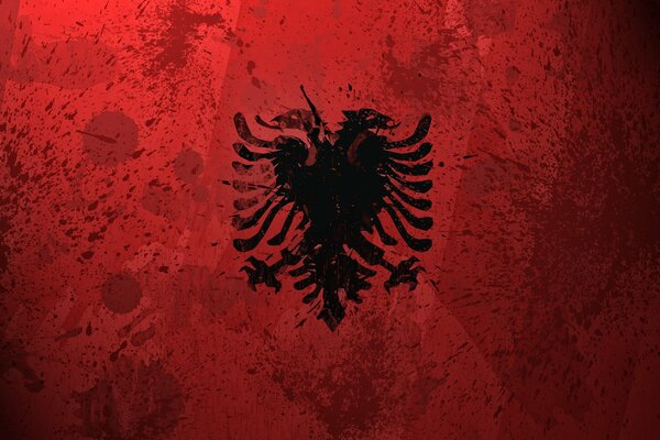 Albanien-Flagge auf rotem Hintergrund