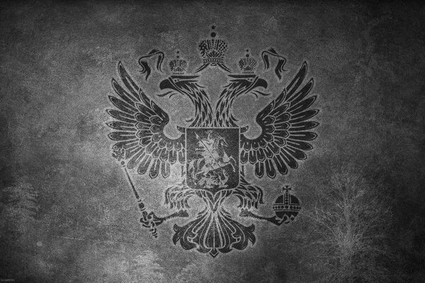 Coat of Arms of Russia on b/w background