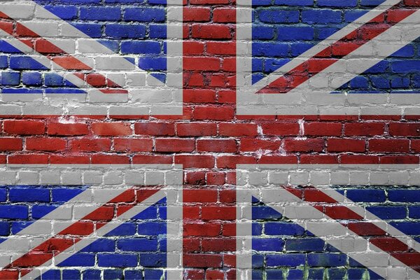 Image sur le mur de briques du drapeau de la grande-Bretagne