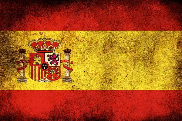 Sfatygowana brudna Flaga Hiszpanii