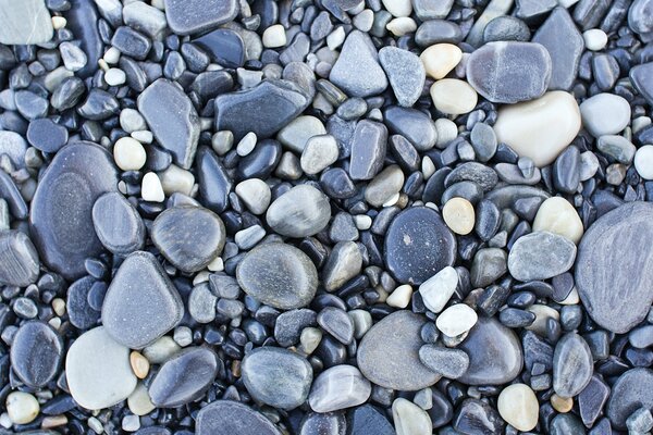 Grey wet sea pebbles