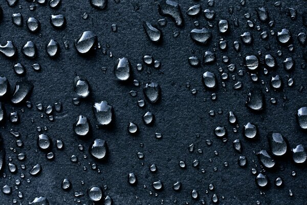 Large drops of water on a blue background