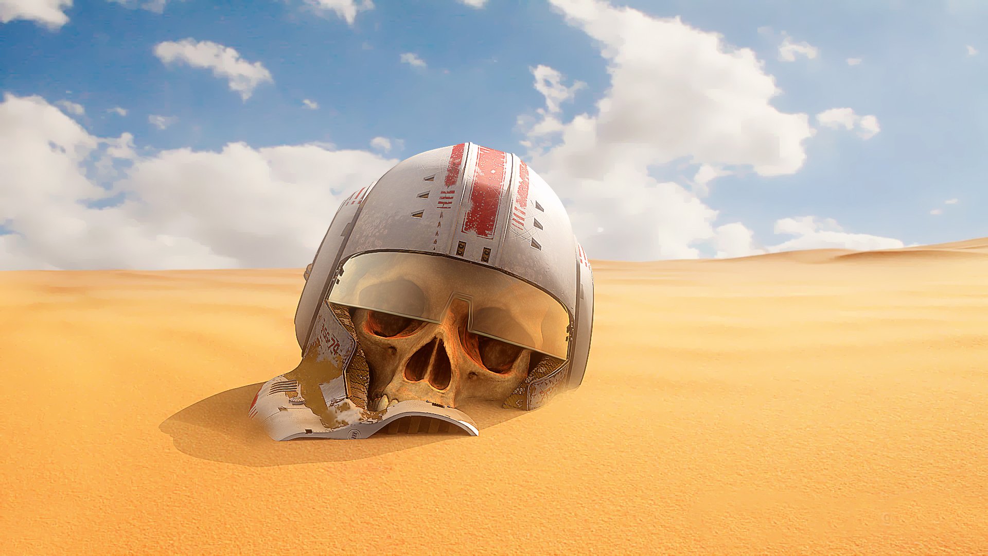 tar wars skull helmet sand desert