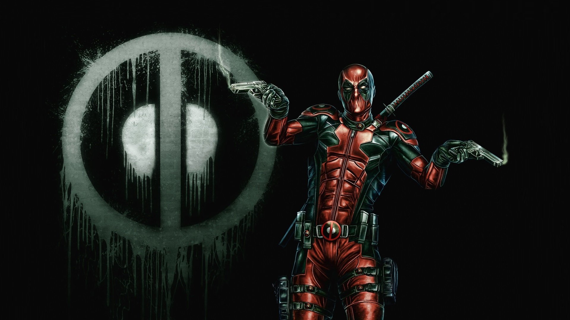 deadpool kunst anzug maske pistolen. waffe hintergrund