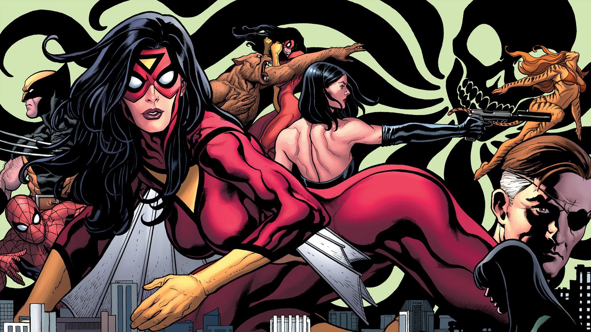 tigra greer grant bandes dessinées spider-woman jessica drew spider-man nick fury wolverine