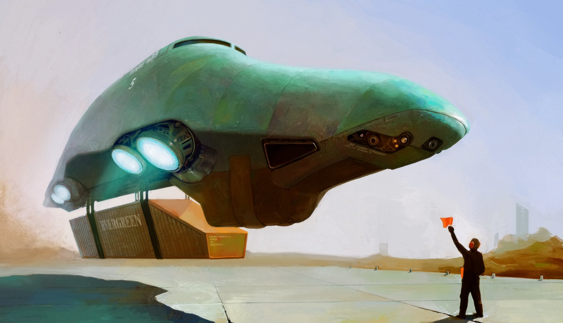 concept art science-fiction avion homme art numérique