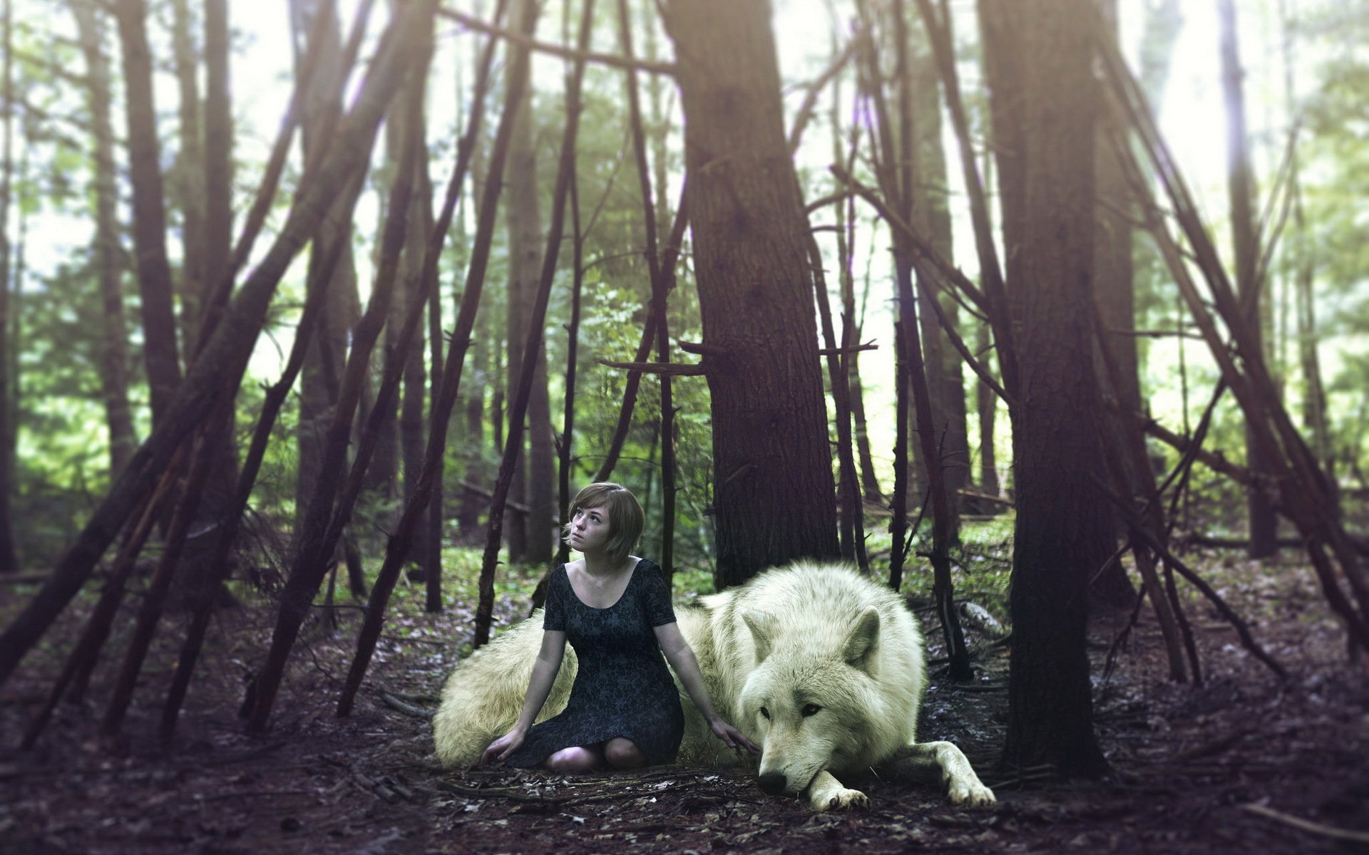 chica lobo bosque