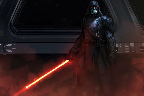 Il leggendario Darth Vader con la spada laser