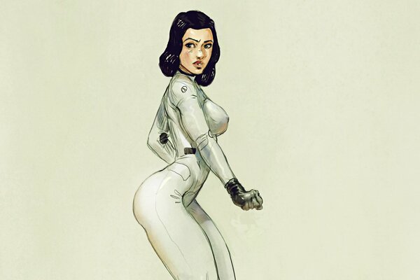 Art of a girl in a spacesuit suit