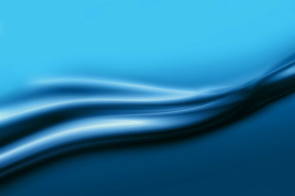 Minimalism in the image. The blue wave. Smooth fabric fold