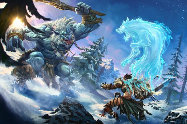 Snow Duel: Hunter and Ice Spirit vs Snow Monster