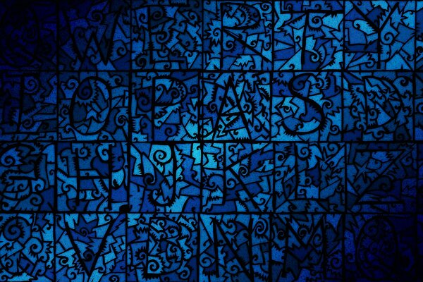 Мозаичный узор в сине-голубых цветах