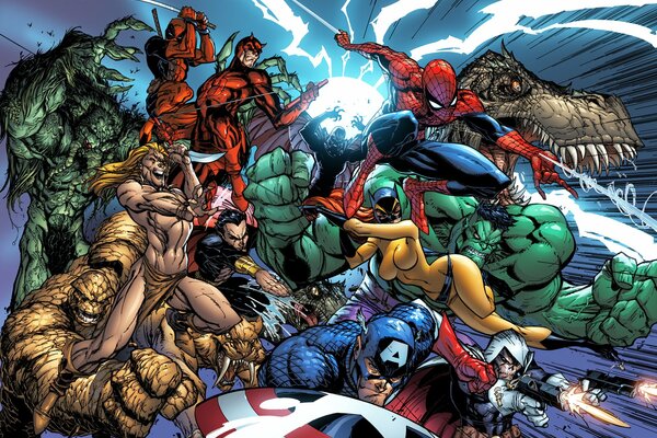 Eroi Dell universo Marvel in una foto