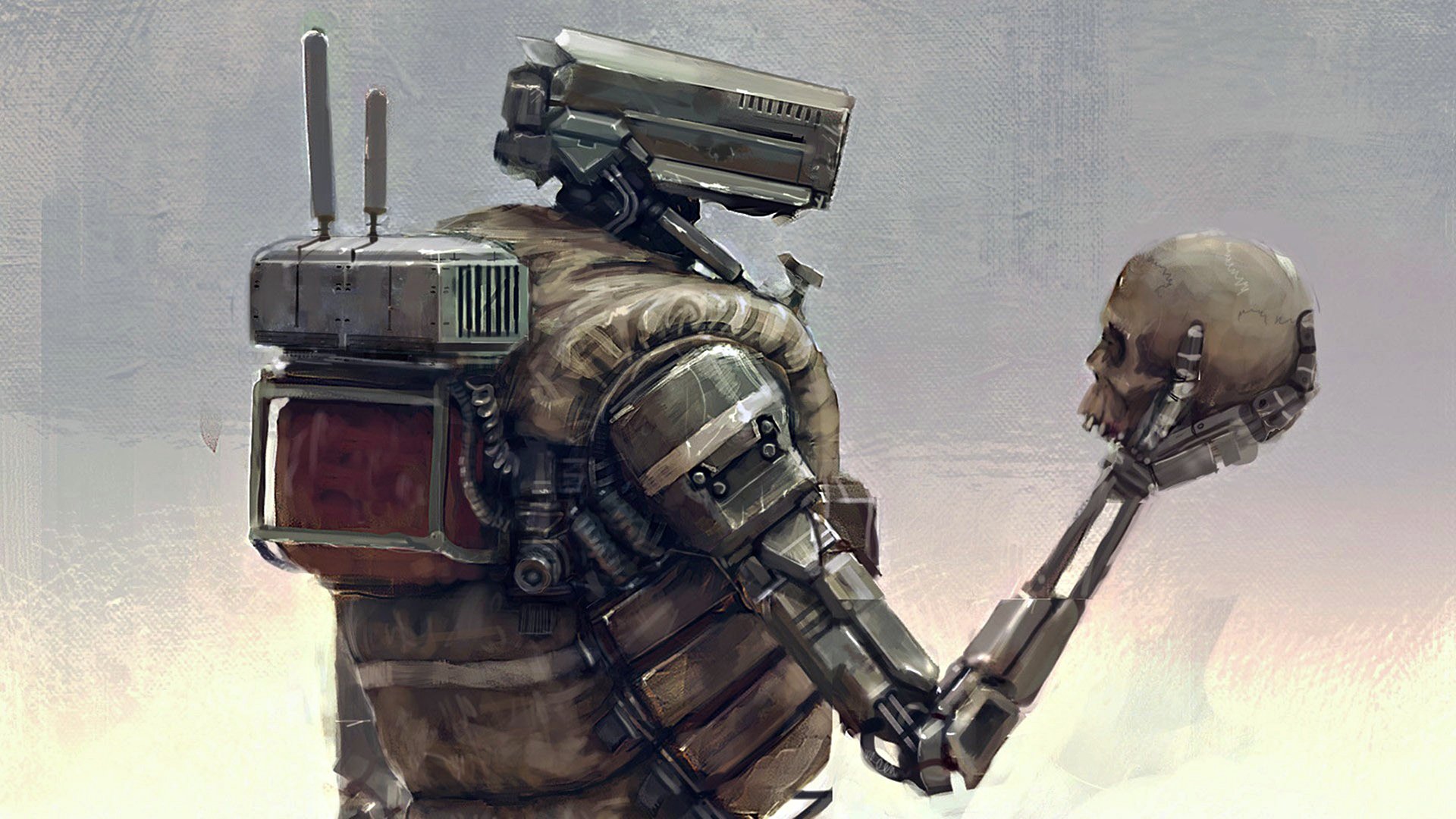 robots skull sci-fi fiction