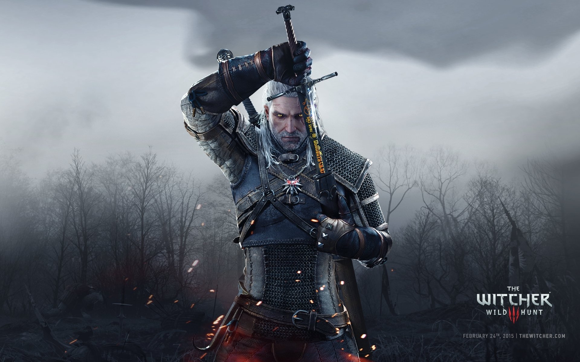 le sorceleur sauvage chasse sauvage chasse cd projekt rouge geralt de rivia gwynbleidd blanc loup vatt ghern boucher blaviken épée runes forêt cadavres