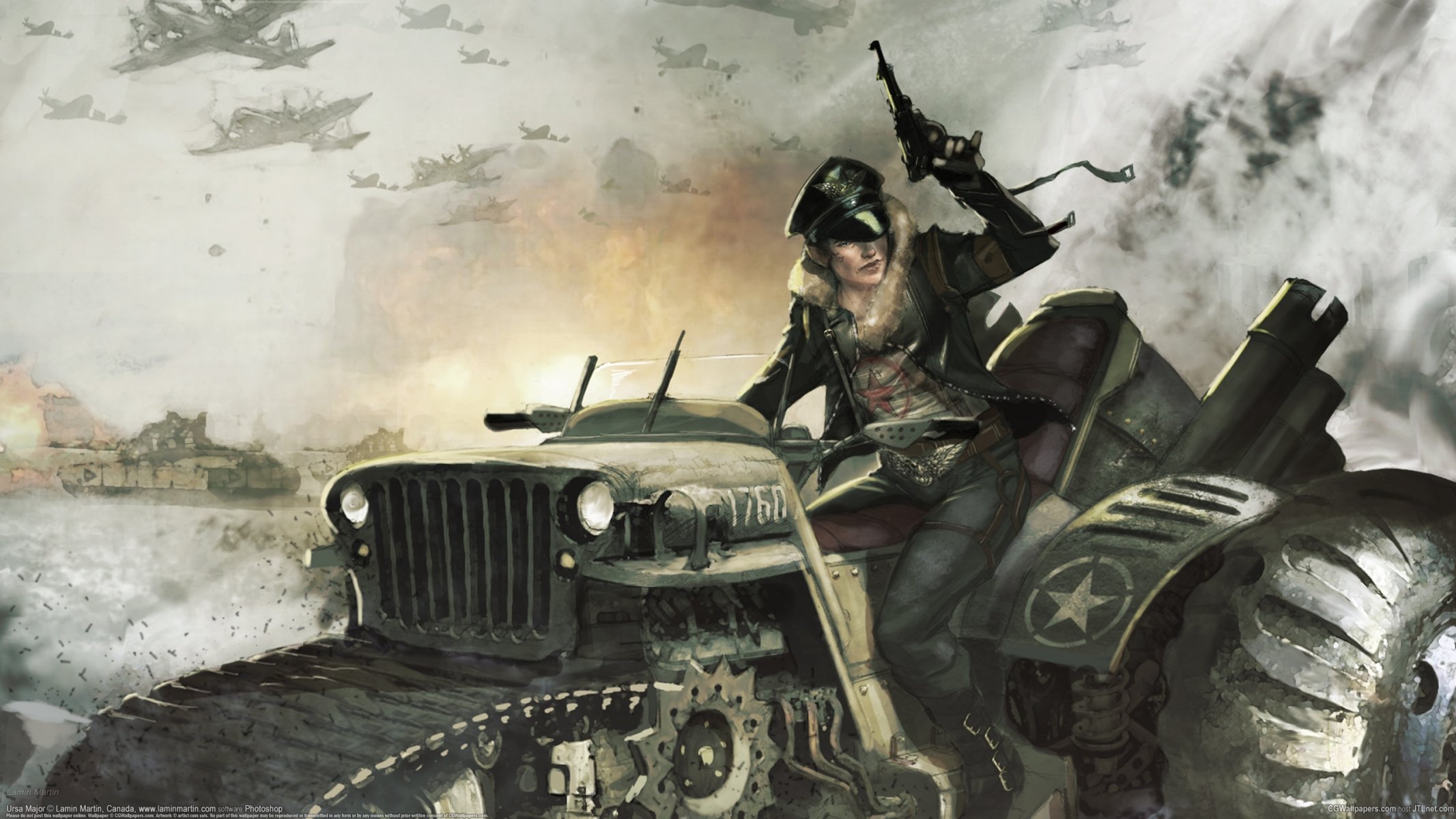 lamine martin ragazza jeep trattore guerra