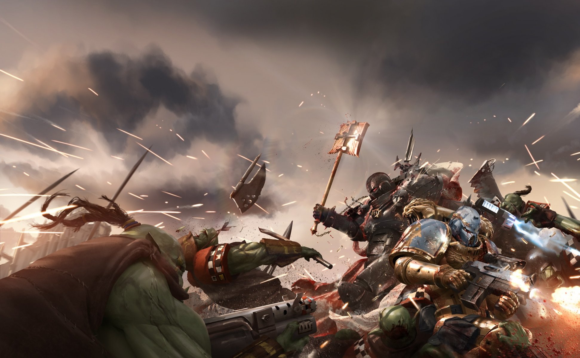 warhammer 40k wh40k warhammer batalla batalla espacio marino orco orcos arte guerra