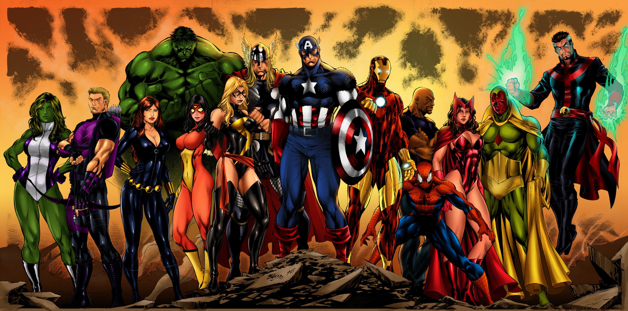 thor spider-woman captain america black widow iron man hulk she-hulk doctor strange spider-man