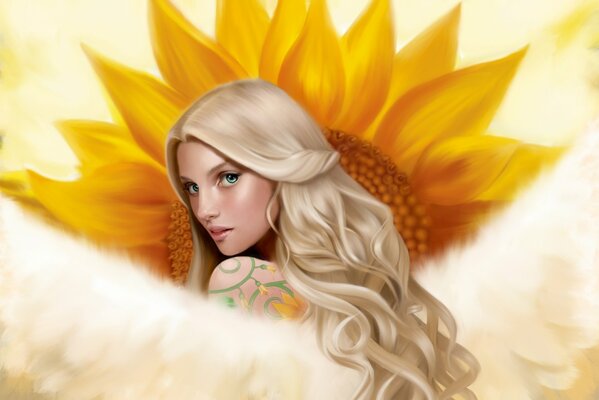 Drawing a blandinka girl with a yellow flower