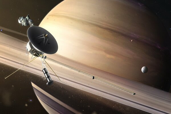 Фантастическая космическая фиерия с кольцами сатурна