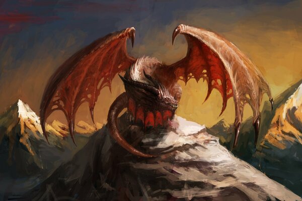 Red Dragon art on the mountain