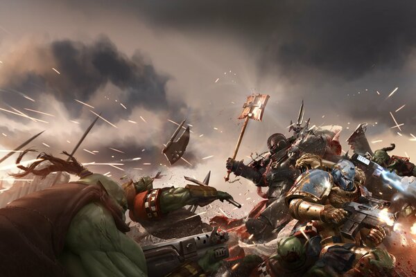 Sea battle with orcs. War