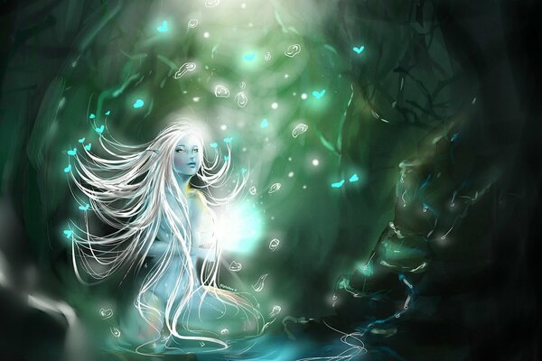 Fantastic elf girl with white hair