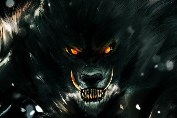 Art images of werewolves with fangs