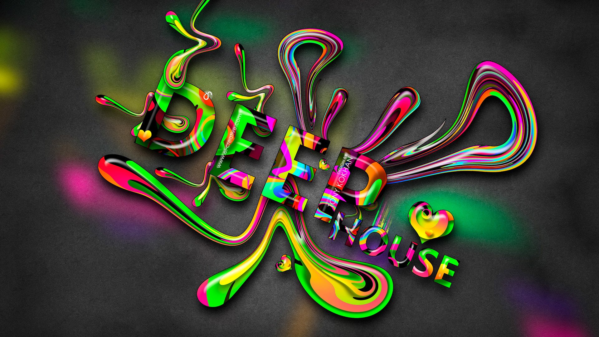 tony kohan deep house música palabras dj multicolors estilo abstracto plástico papel pintado el creativo deep house letras plástico brillante letras abstracto musical dirección 2014