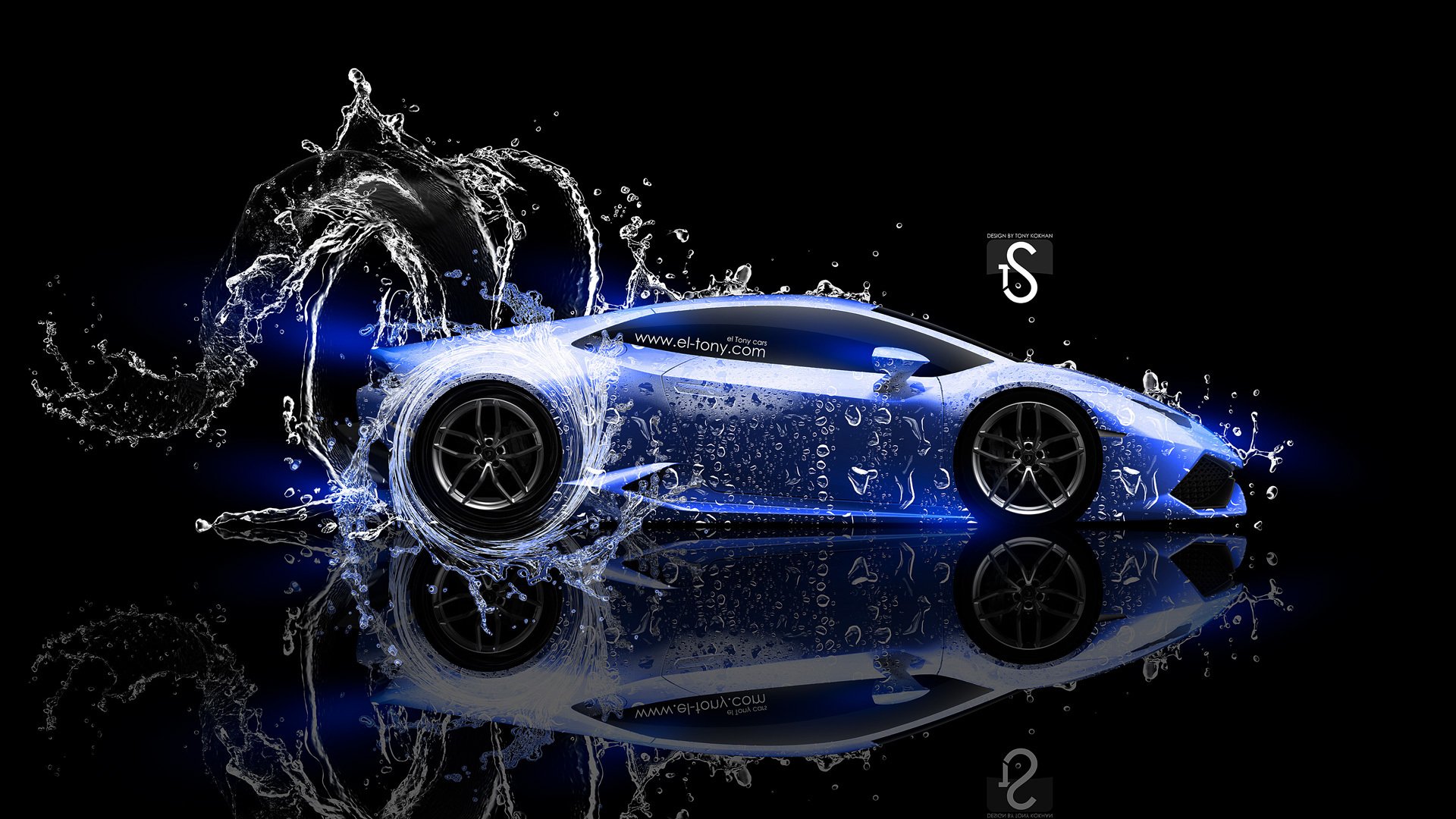 tony kohan lamborghini urakan agua coche lado azul neón efectos photoshop el tony coches estilo lamborghini agua negro fondo vista lateral papel pintado 2014