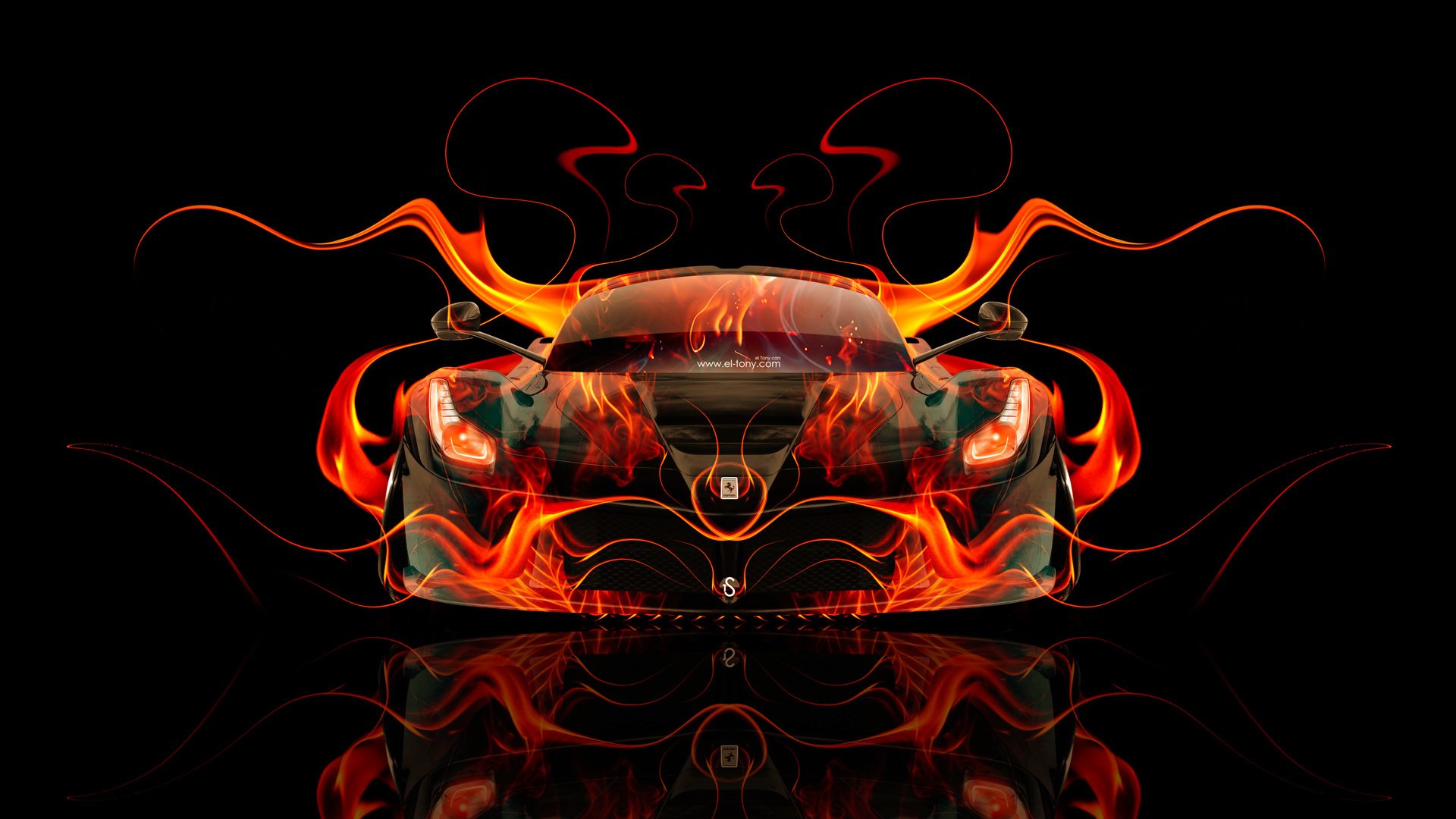 tony cohan ferrari laferrari fuoco auto arancione nero astratto ibrido el tony cars photoshop carta da parati design arte stile astratto ferrari laferrari ferari laferrari vista frontale fuoco auto fuoco auto foto