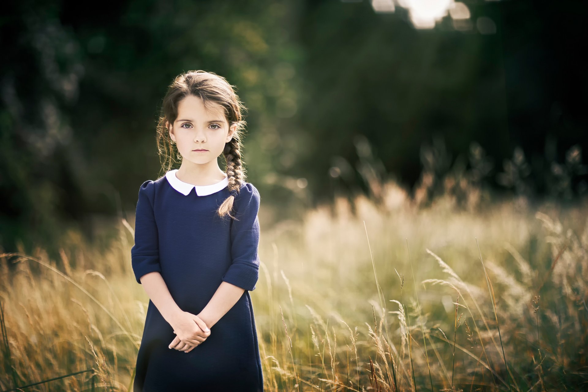 girl dress pigtail bokeh