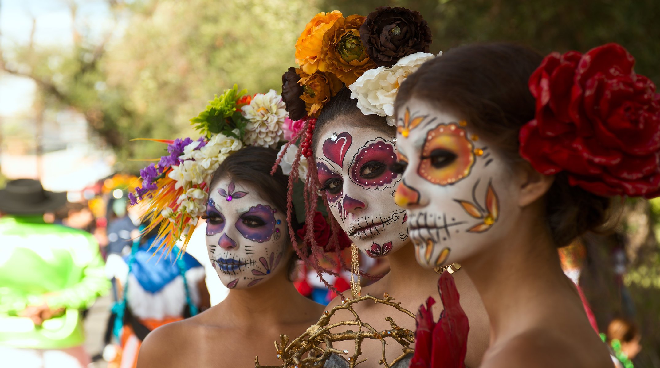 ragazze dia de los muertos giorno dei morti viso colorazione stile estate