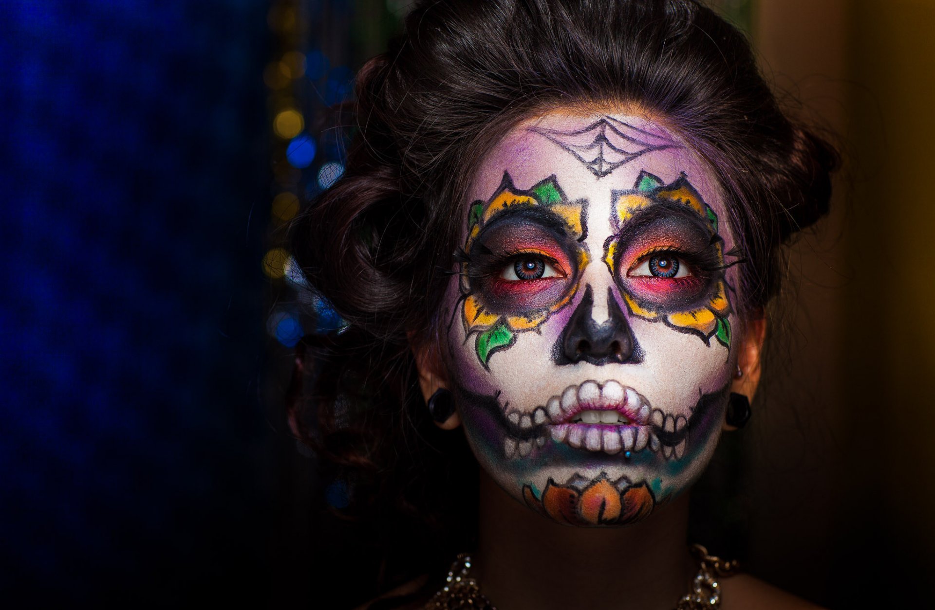 fille dia de los muertos jour des morts visage coloration style