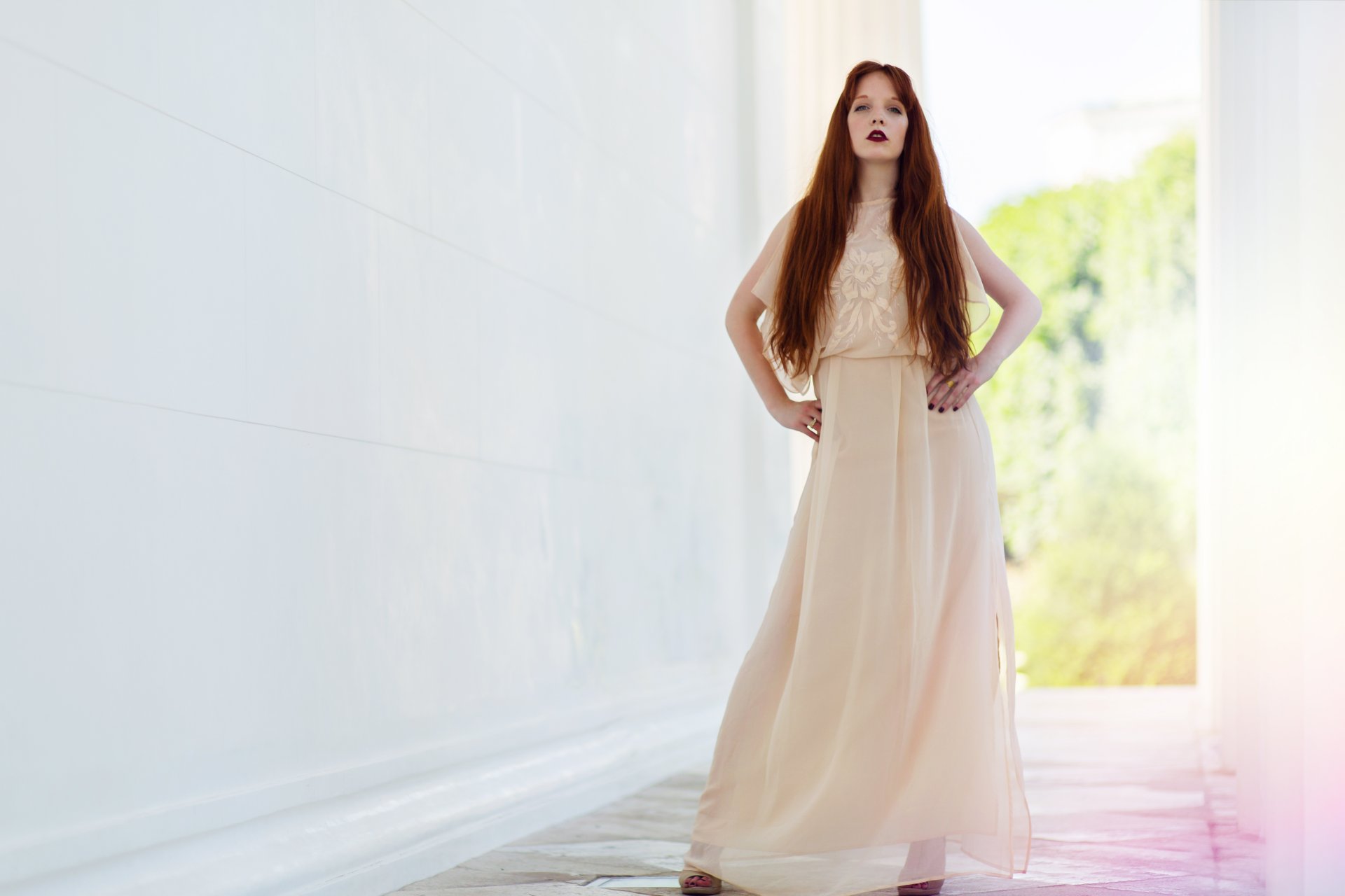 mädchen haare blick modell kleid sommer hintergrund