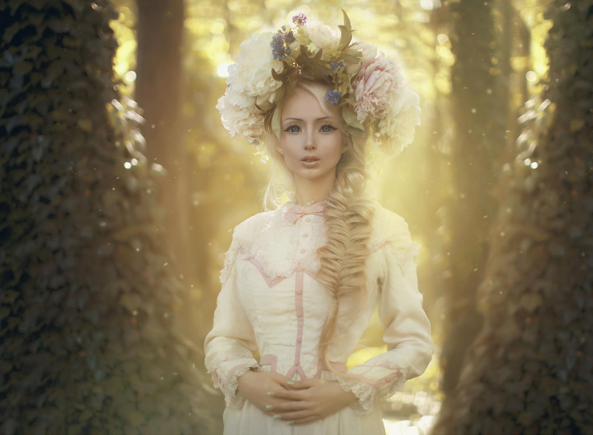 nature landscape girl dress wreath flower doll lukyanova photo by katerina plotnikova