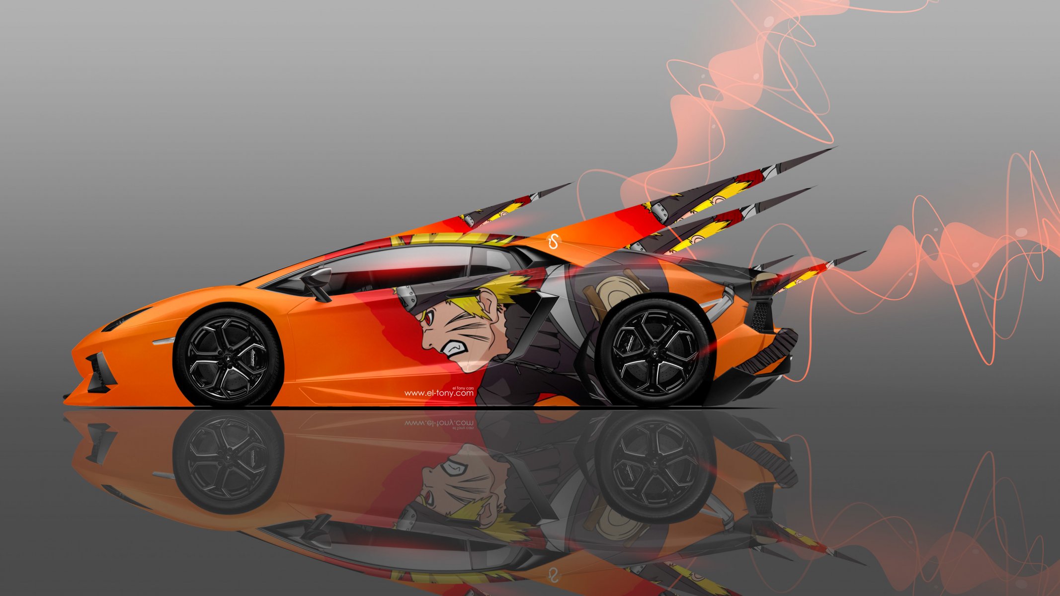 tony kohan lamborghini aventador lado anime naruto aerógrafo coche naranja neón efectos 4k fondos de pantalla el tony cars diseño arte estilo auto photoshop lamborghini aventador vista lateral anime naranja mash