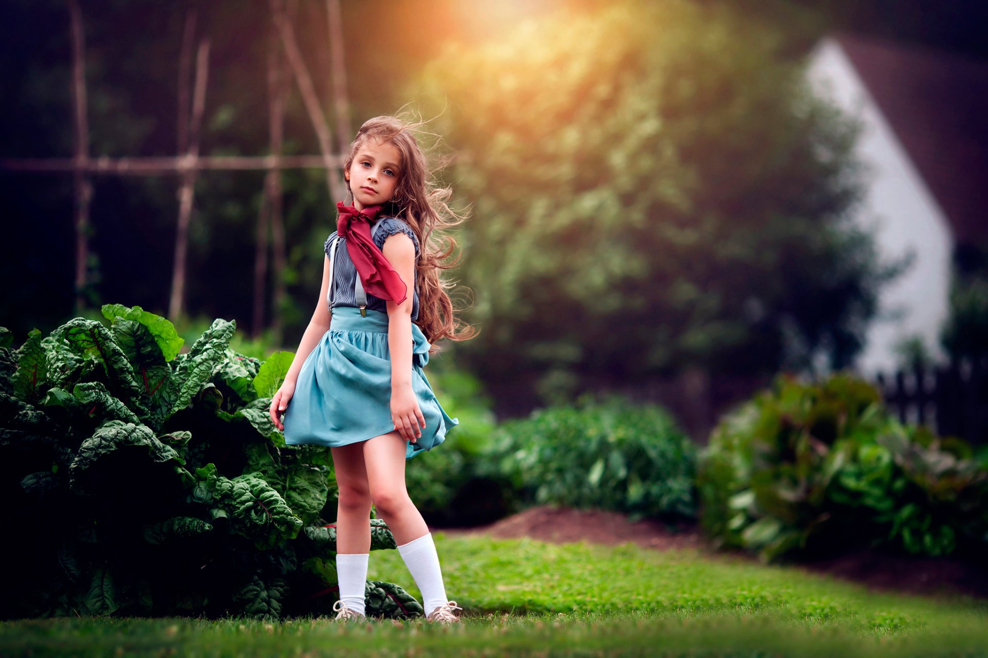 garten mädchen kinderfotografie kleid sommer locken