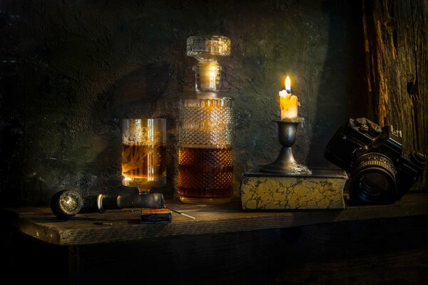 An atmospheric evening with cognac by candlelight