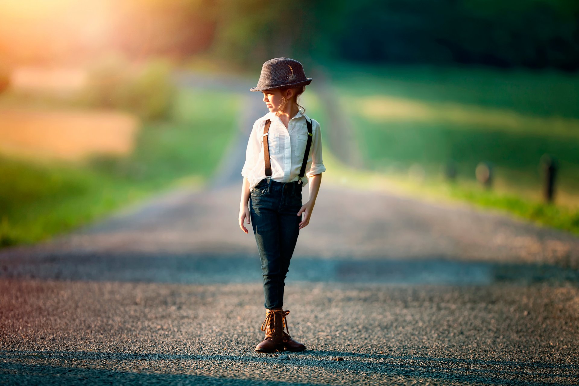 tomboy девочка детская фотосъемка дорога боке