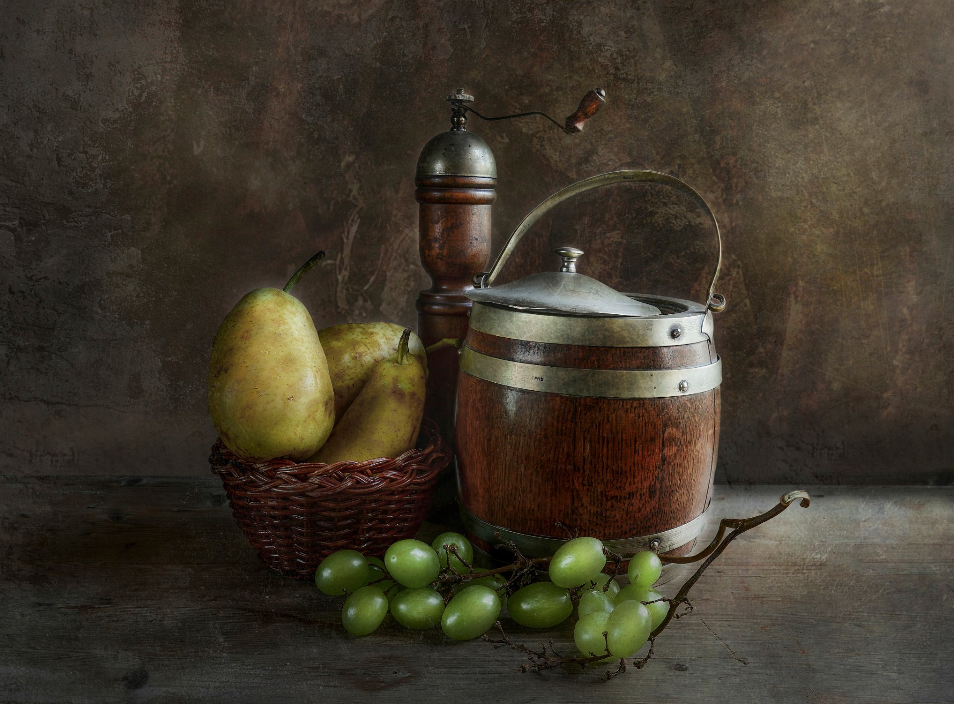 fruits basket barrel still life