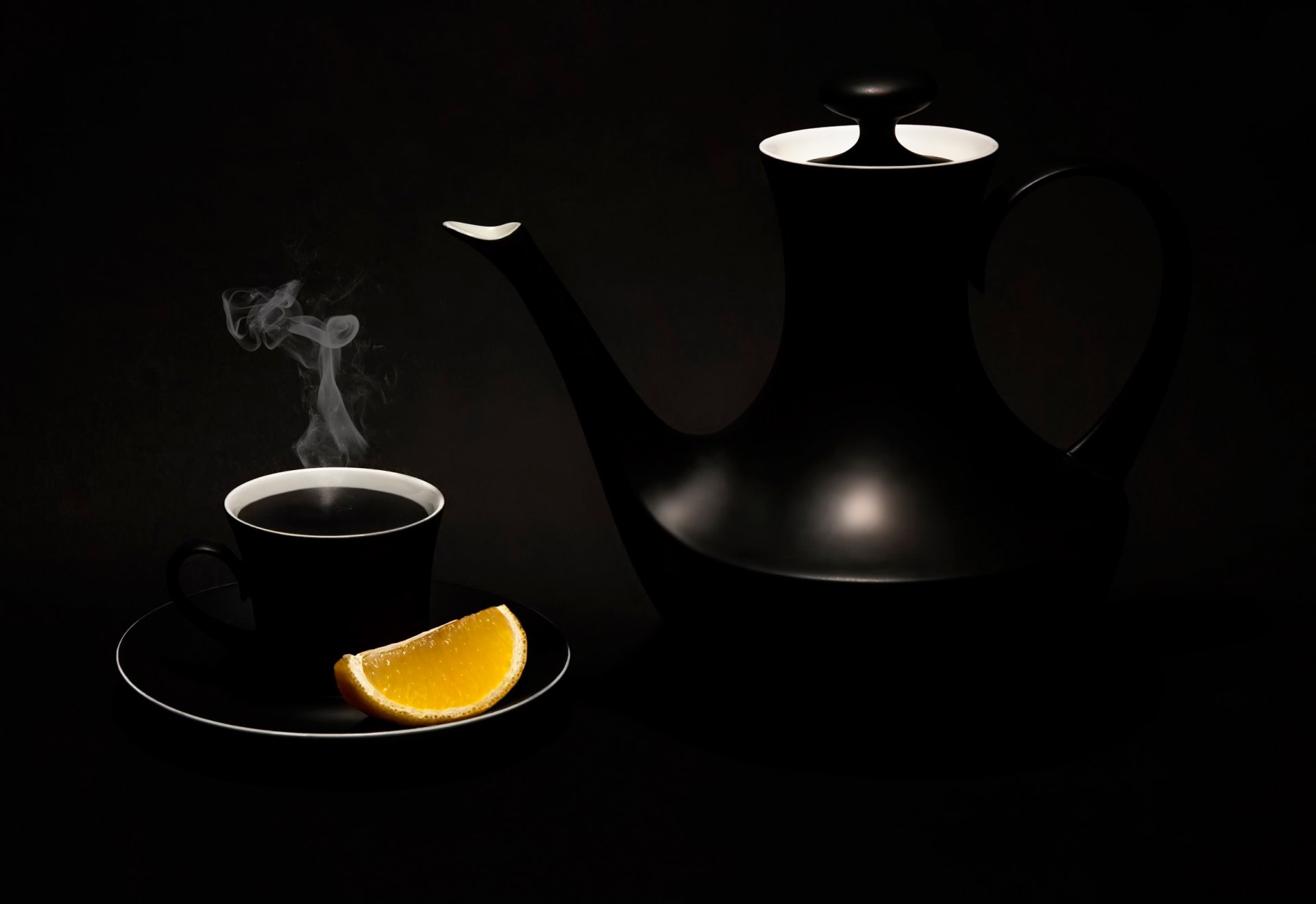 té negro tetera taza limón