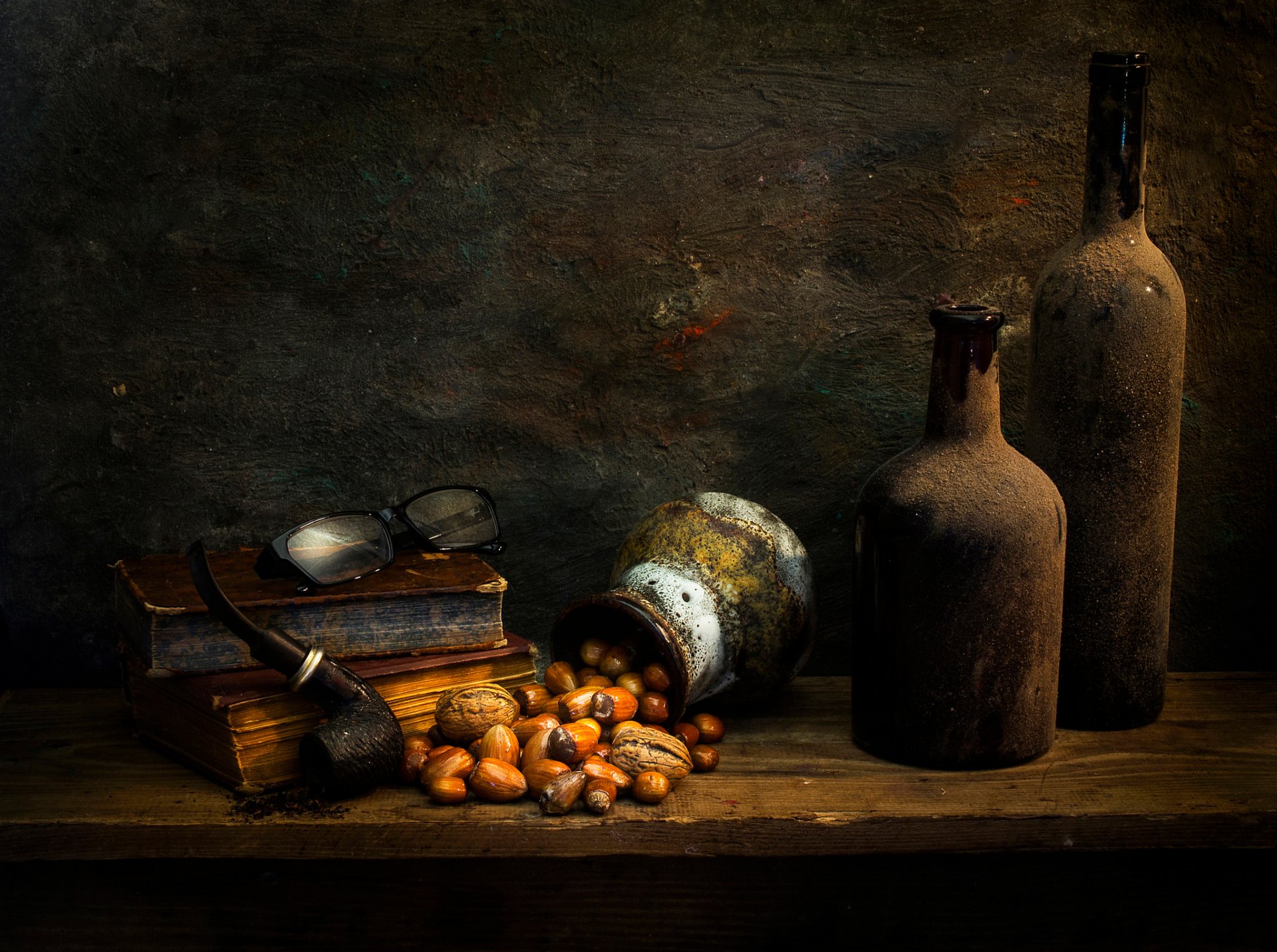 life in the shadows nuts books sunglasses tube pitcher of the bottle dust