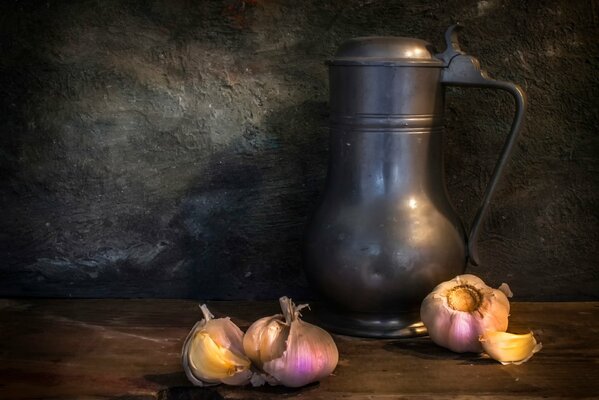 Jug on the background of the wall