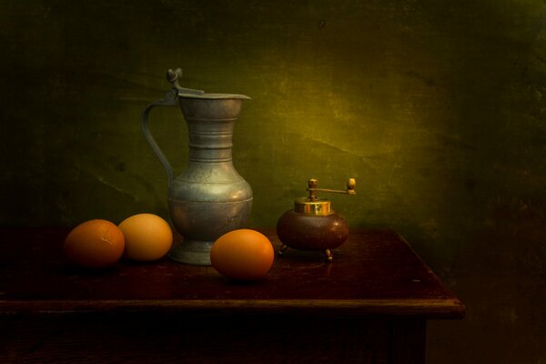 Composition pour nature morte. Oranges et moulin