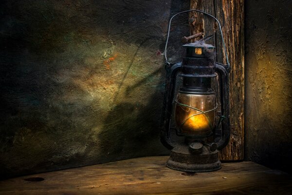 An ancient lantern on a dark background