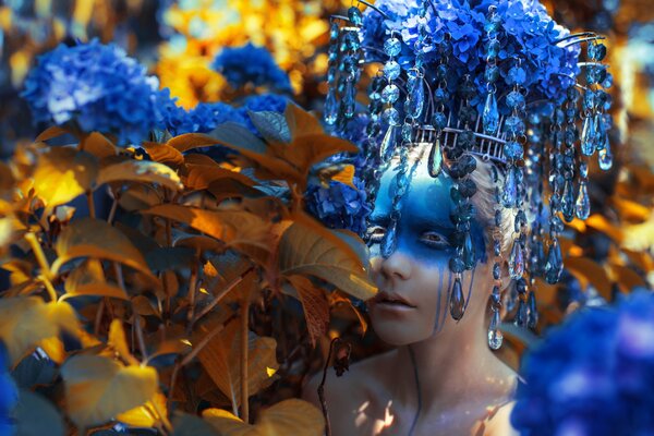 Blue girl in nature