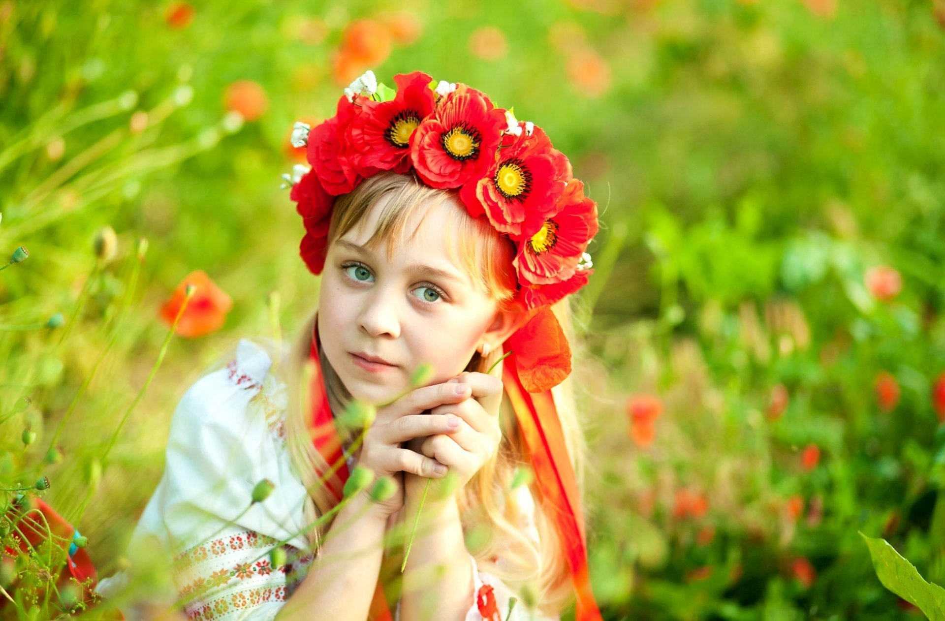 ukraine ukrainka girl wreath poppie