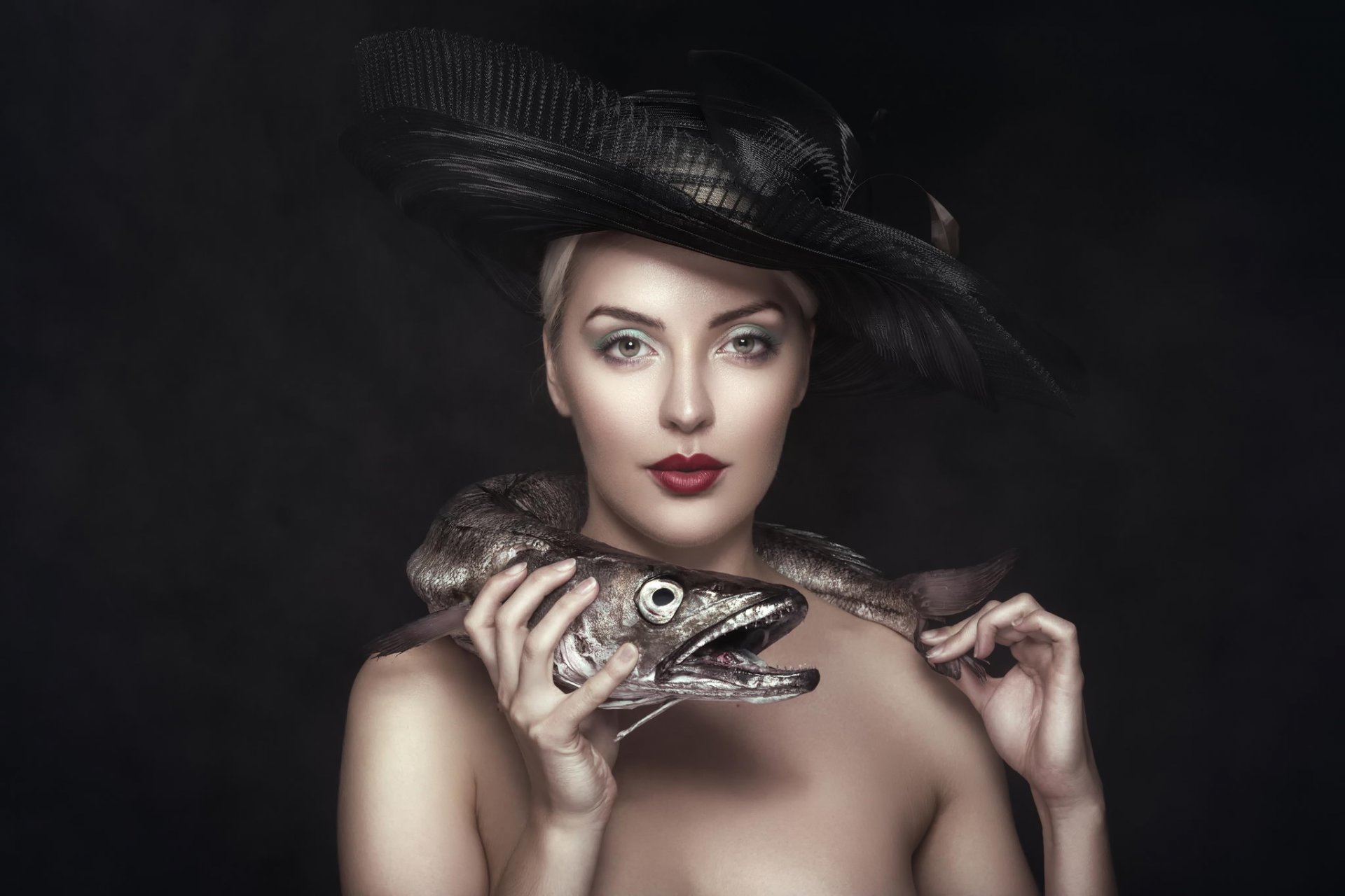 histoire de poisson portrait chapeau brochet maquillage