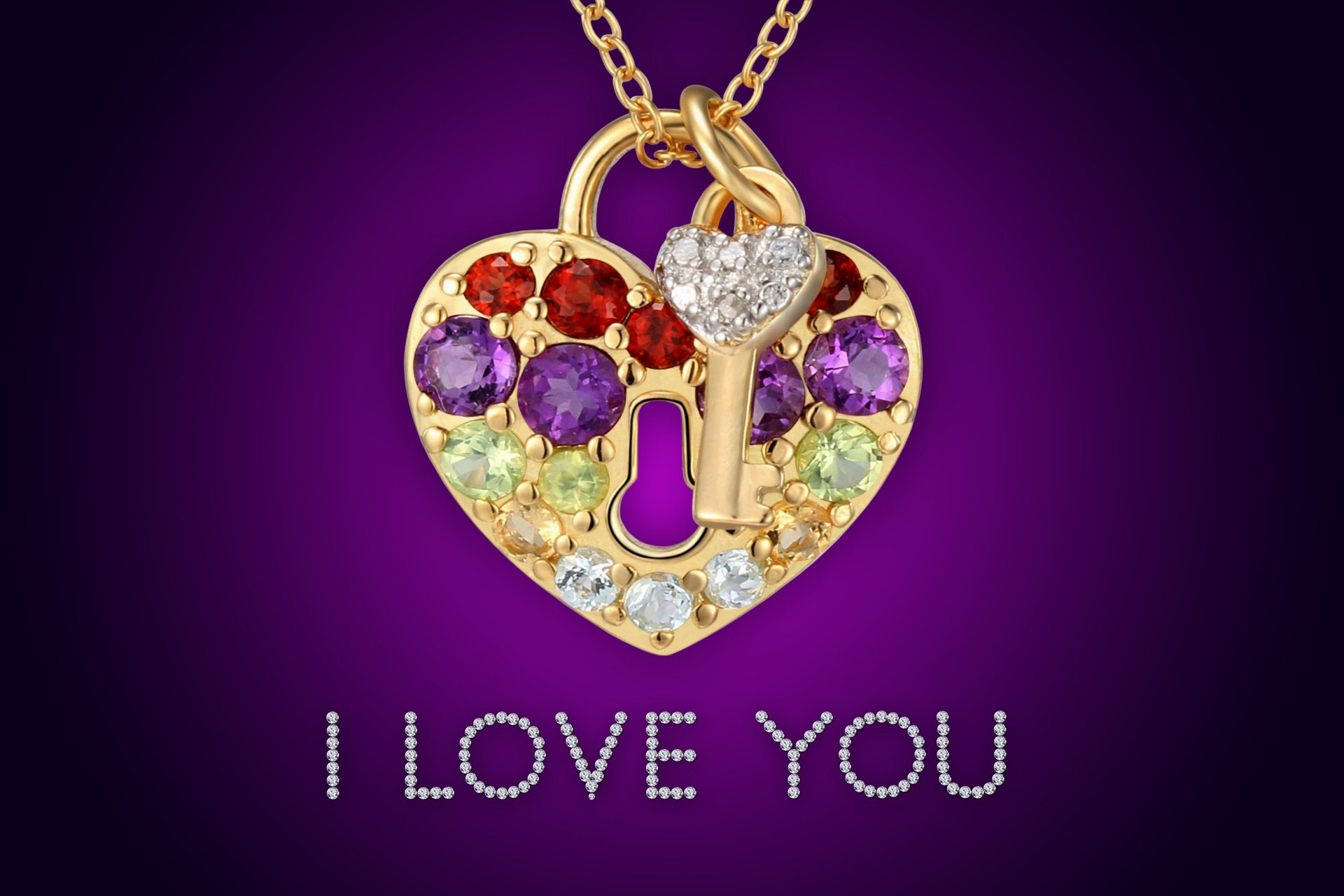 love I love you diamonds brilliant glamour lock key golden marika design